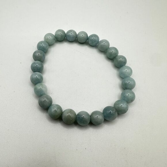 Stunning 8mm genuine Aquamarine beaded stretchy bracelet! - Picture 7 of 8